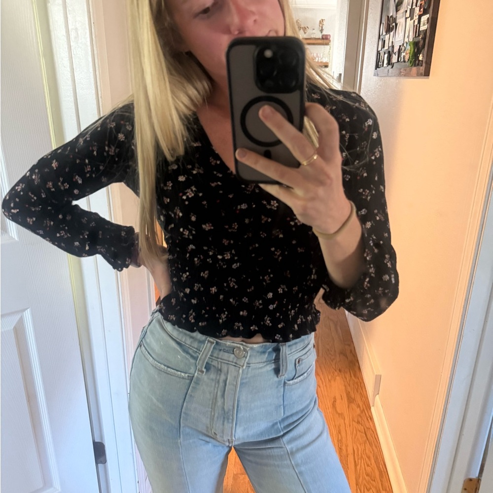 Floral Black Top